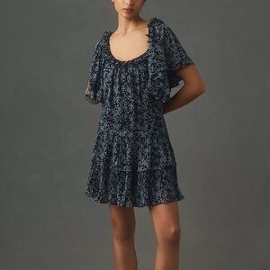 Anthropologie Short-Sleeve Keyhole Swing Tunic Mini Dress Size Large NWT